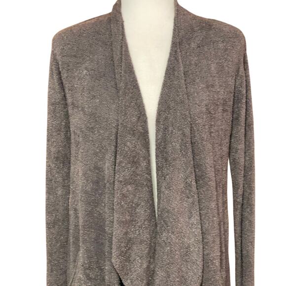 Barefoot Dreams Sz S / M CozyChic Lite Island Wrap Drape Cardigan Pockets Gray - Picture 3 of 9